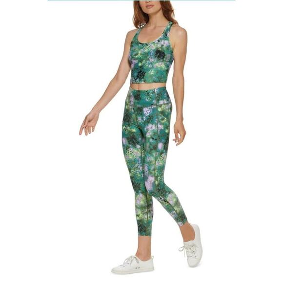 Calvin Klein XS Racerback Performance Cropped Tank Top Ice Leopard - Picture 7 of 10